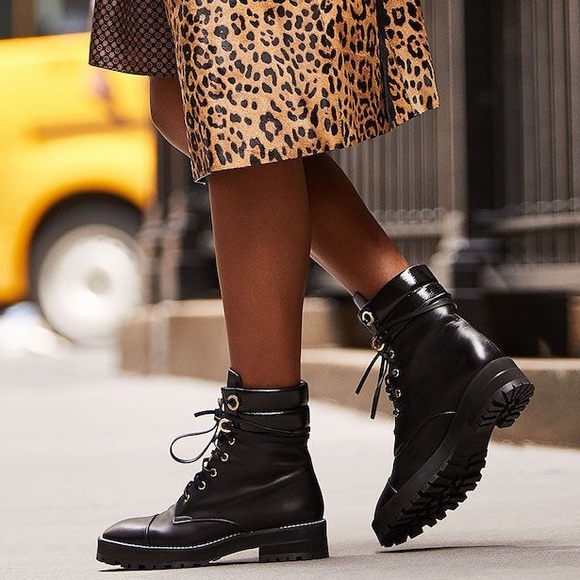 Stuart Weitzman Gold Metallic Lexy Combat Boots - Picture 4 of 4